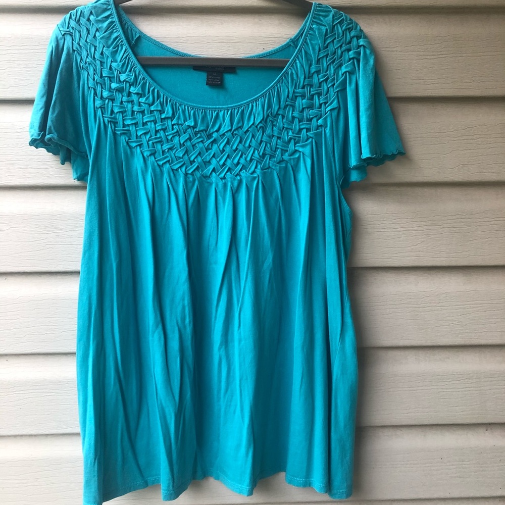 1X Style & Co. Turquoise Top Scallop Skeeved